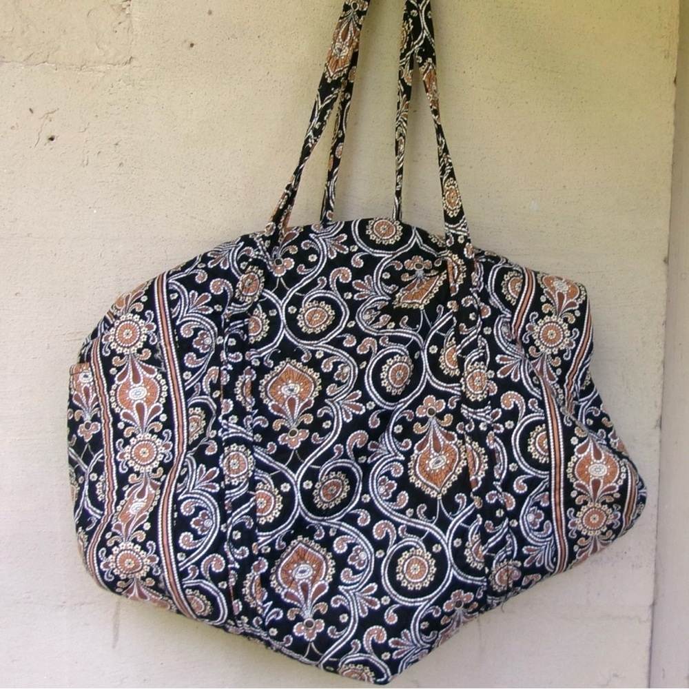 Vera Bradley Duffel Travel Bag in Retired Caffe Latte 11" x 11" x 21"